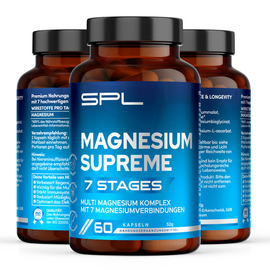 Premium Vorteilset (5 Dosen) SPL MAGNESIUM SUPREME 7 STAGES - für deine Aufbauphase.